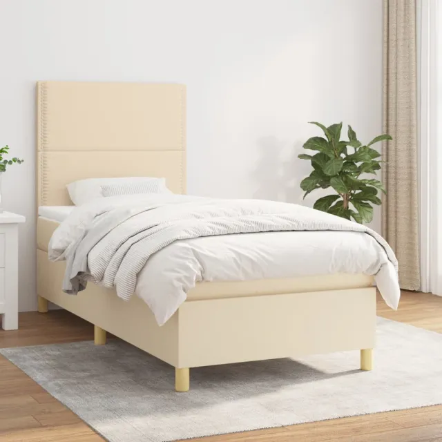 Sommier à lattes de lit avec matelas Crème 90x200 cm Tissu