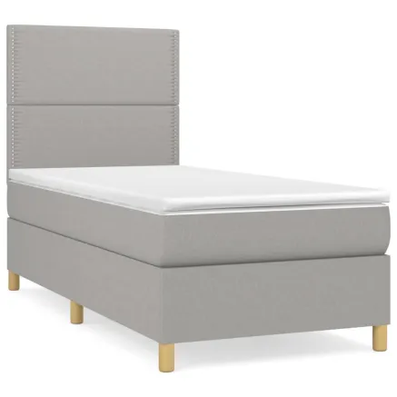 Sommier à lattes de lit avec matelas Gris clair 100x200cm Tissu 2