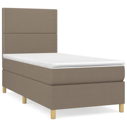 Sommier à lattes de lit avec matelas Taupe 100x200 cm Tissu 2