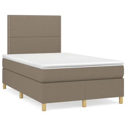 Sommier à lattes de lit avec matelas Taupe 120x200 cm Tissu 2