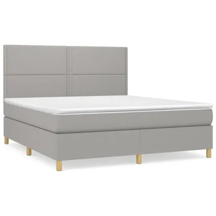 Sommier à lattes de lit avec matelas Gris clair 180x200cm Tissu 2