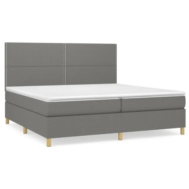 Sommier à lattes de lit avec matelas Gris foncé 200x200cm Tissu
