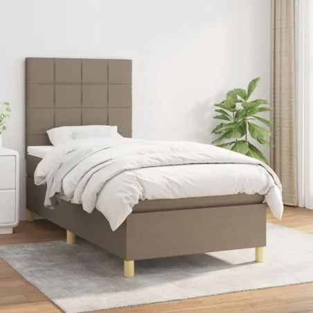 Sommier à lattes de lit avec matelas Taupe 80x200 cm Tissu