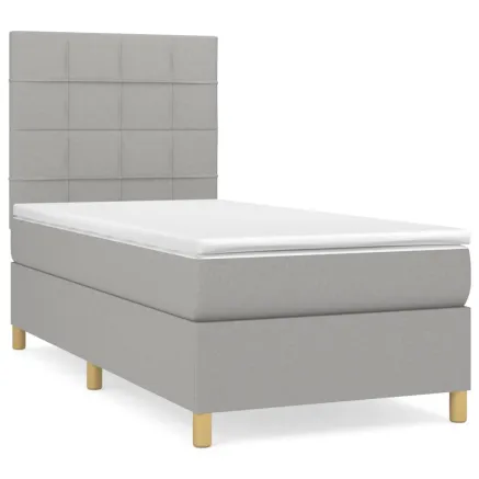 Sommier à lattes de lit avec matelas Gris clair 90x200 cm Tissu 2