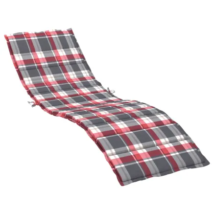 Coussin de chaise longue à carreaux rouge 200x70x3 cm 2