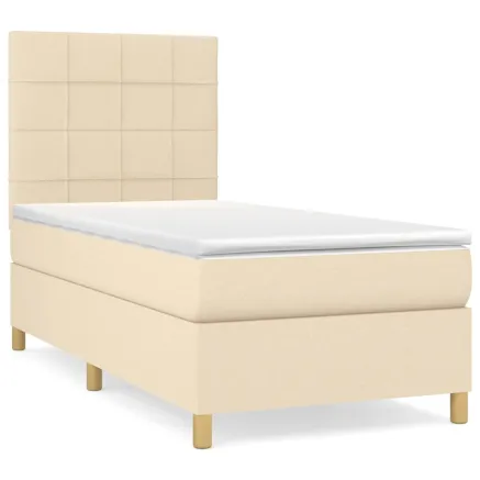 Sommier à lattes de lit avec matelas Crème 100x200 cm Tissu 2