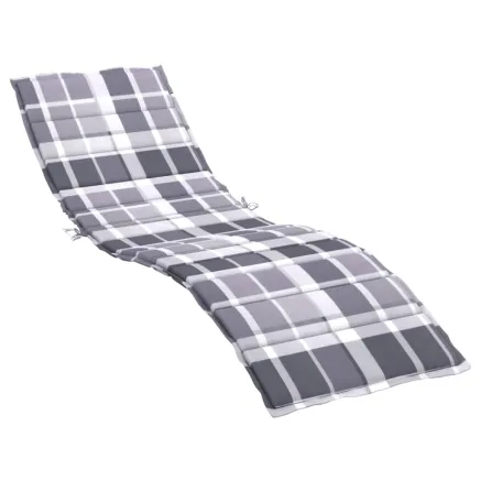 Coussin de chaise longue motif à carreaux gris 200x70x3 cm 2