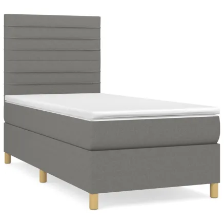 Sommier à lattes de lit avec matelas Gris foncé 80x200 cm Tissu 2