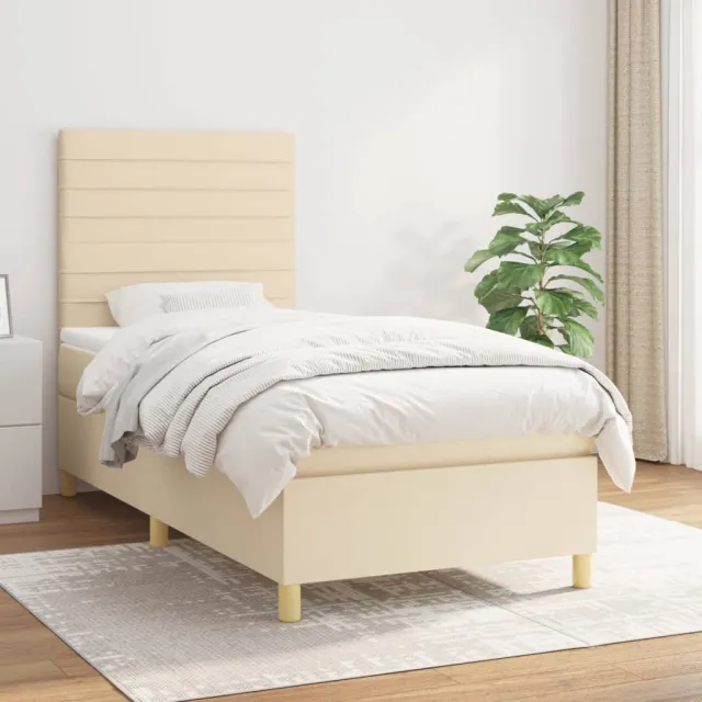 Sommier à lattes de lit avec matelas Crème 80x200 cm Tissu
