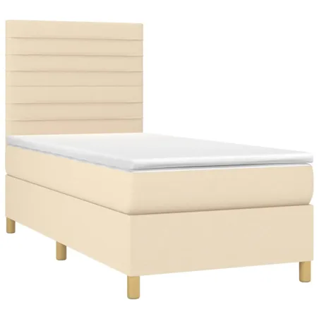 Sommier à lattes de lit avec matelas Crème 80x200 cm Tissu