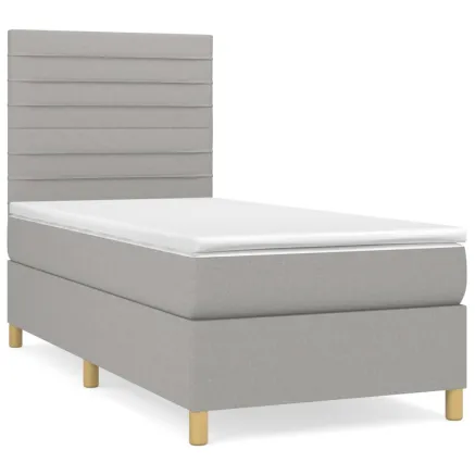Sommier à lattes de lit avec matelas Gris clair 100x200cm Tissu 2