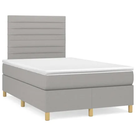 Sommier à lattes de lit avec matelas Gris clair 120x200cm Tissu 2