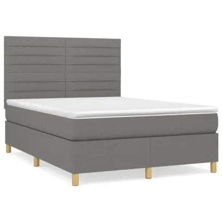 Sommier à lattes de lit avec matelas Gris foncé 140x190cm Tissu 2