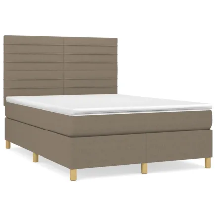Sommier à lattes de lit avec matelas Taupe 140x200 cm Tissu 2