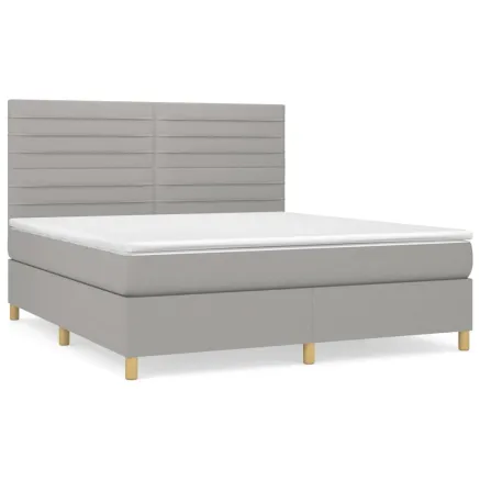 Sommier à lattes de lit avec matelas Gris clair 160x200cm Tissu 2