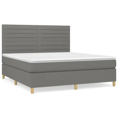 Sommier à lattes de lit avec matelas Gris foncé 160x200cm Tissu