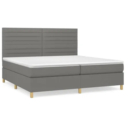 Sommier à lattes de lit avec matelas Gris foncé 200x200cm Tissu 2