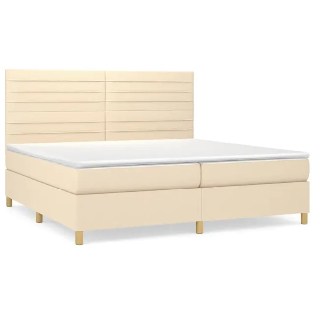 Sommier à lattes de lit avec matelas Crème 200x200 cm Tissu