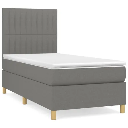 Sommier à lattes de lit avec matelas Gris foncé 80x200 cm Tissu 2