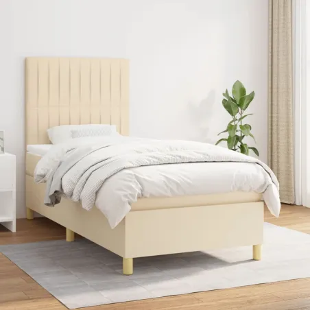 Sommier à lattes de lit avec matelas Crème 80x200 cm Tissu