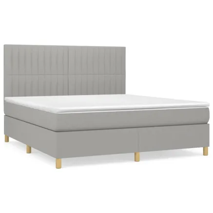 Sommier à lattes de lit avec matelas Gris clair 160x200cm Tissu 2