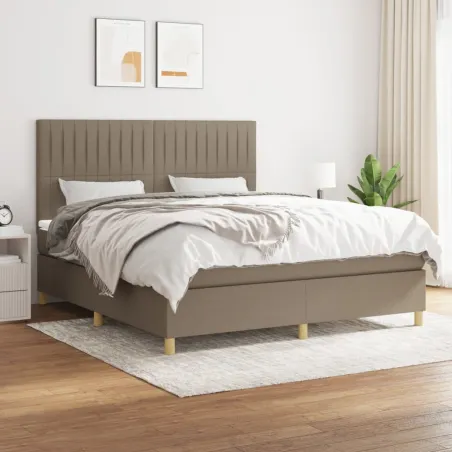 Sommier à lattes de lit avec matelas Taupe 160x200 cm Tissu
