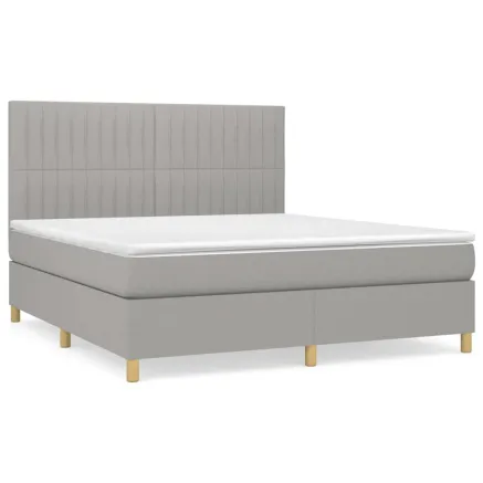 Sommier à lattes de lit avec matelas Gris clair 180x200cm Tissu 2