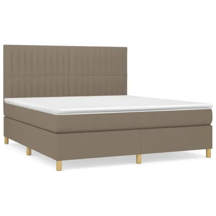 Sommier à lattes de lit avec matelas Taupe 180x200 cm Tissu 2