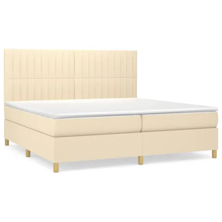Sommier à lattes de lit avec matelas Crème 200x200 cm Tissu