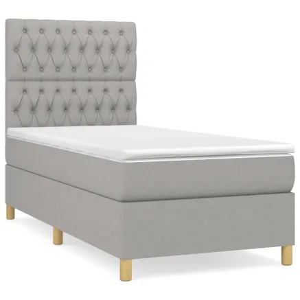 Sommier à lattes de lit avec matelas Gris clair 100x200cm Tissu 2