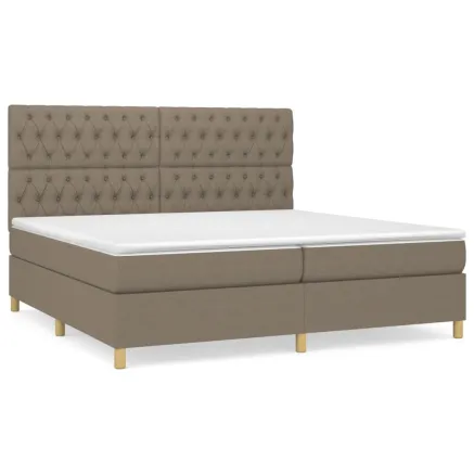 Sommier à lattes de lit avec matelas Taupe 200x200 cm Tissu 2