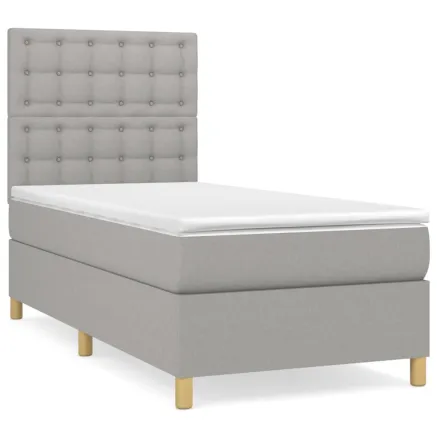 Sommier à lattes de lit avec matelas Gris clair 80x200 cm Tissu 2
