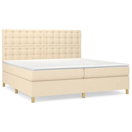 Sommier à lattes de lit avec matelas Crème 200x200 cm Tissu 2