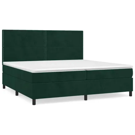 Sommier à lattes de lit et matelas Vert foncé 200x200cm Velours 2