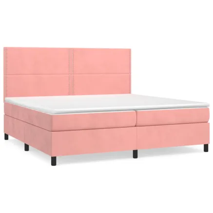 Sommier à lattes de lit avec matelas Rose 200x200 cm Velours 2
