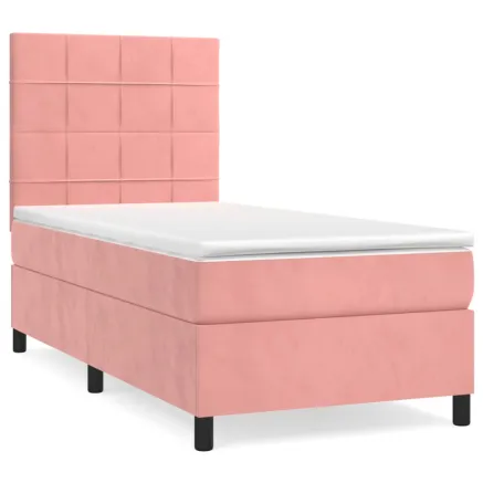 Sommier à lattes de lit avec matelas Rose 90x200 cm Velours 2