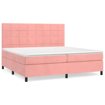 Sommier à lattes de lit avec matelas Rose 200x200 cm Velours 2