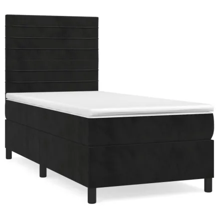 Sommier à lattes de lit avec matelas Noir 90x200 cm Velours 2