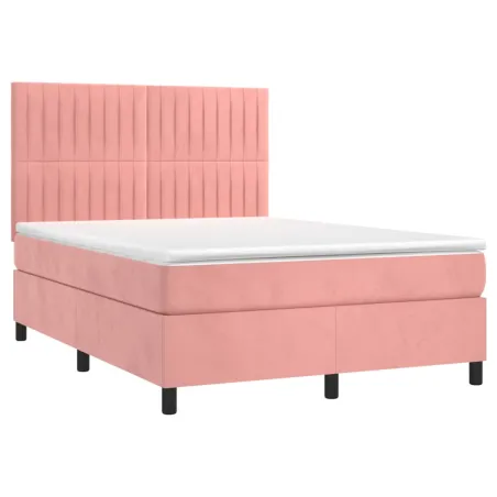 Sommier à lattes de lit avec matelas Rose 140x190 cm Velours