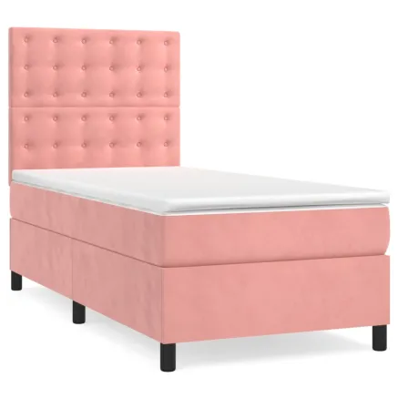 Sommier à lattes de lit avec matelas Rose 90x190 cm Velours 2