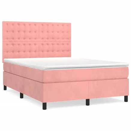 Sommier à lattes de lit avec matelas Rose 140x190 cm Velours 2