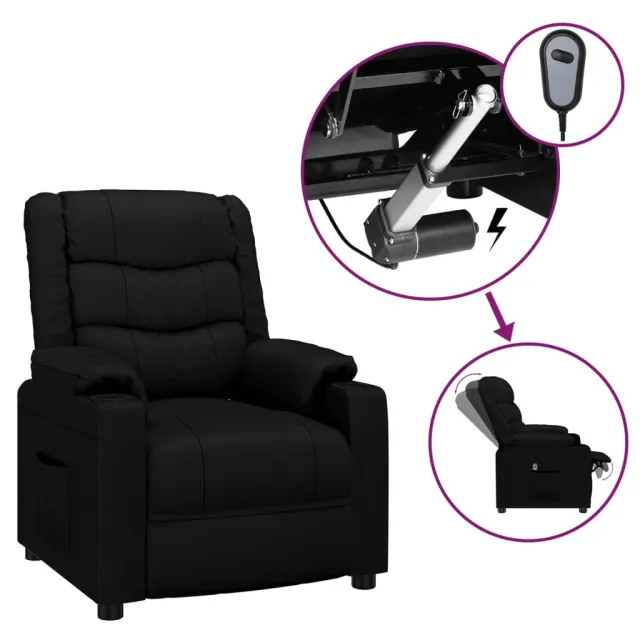 Fauteuil inclinable électrique Noir Similicuir