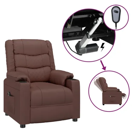 Fauteuil inclinable électrique Marron Similicuir 2