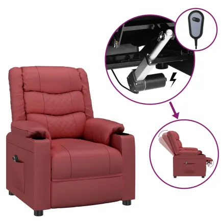 Fauteuil inclinable électrique Rouge bordeaux Similicuir 2
