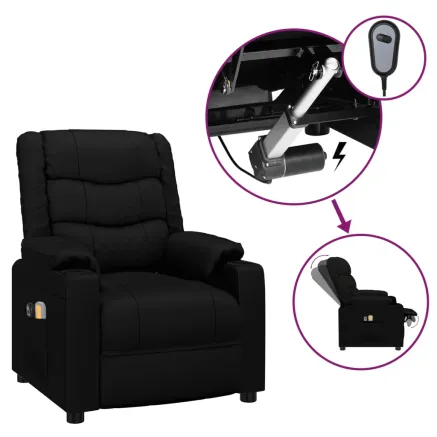 Fauteuil électrique de massage Noir Similicuir 2