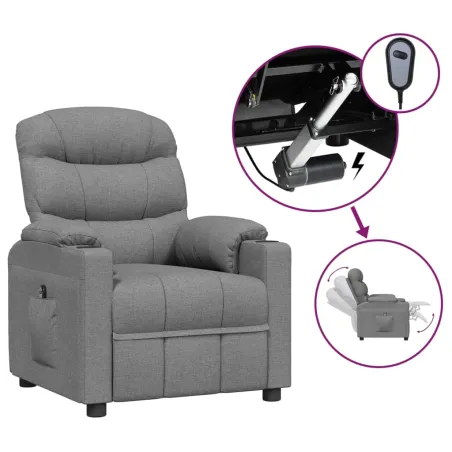 Fauteuil inclinable électrique Gris clair Tissu