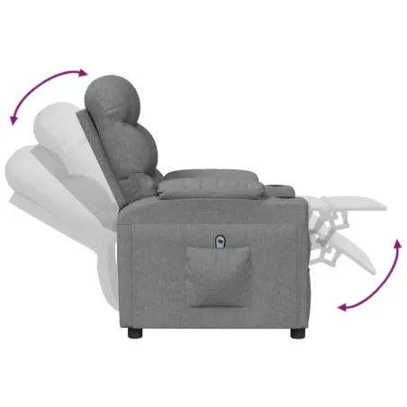 Fauteuil inclinable électrique Gris clair Tissu