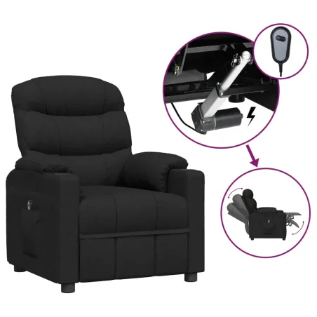 Fauteuil inclinable électrique Noir Tissu