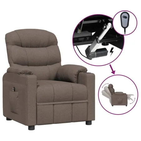 Fauteuil inclinable électrique Taupe Tissu