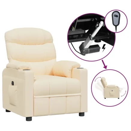 Fauteuil inclinable électrique Crème Tissu 2